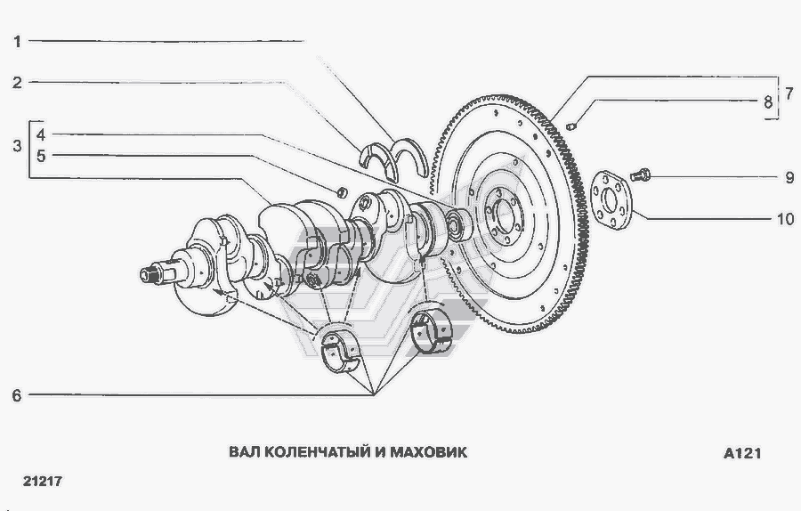 Схема Вал колінчастий та маховик » Двигун для ВАЗ-21213-214i