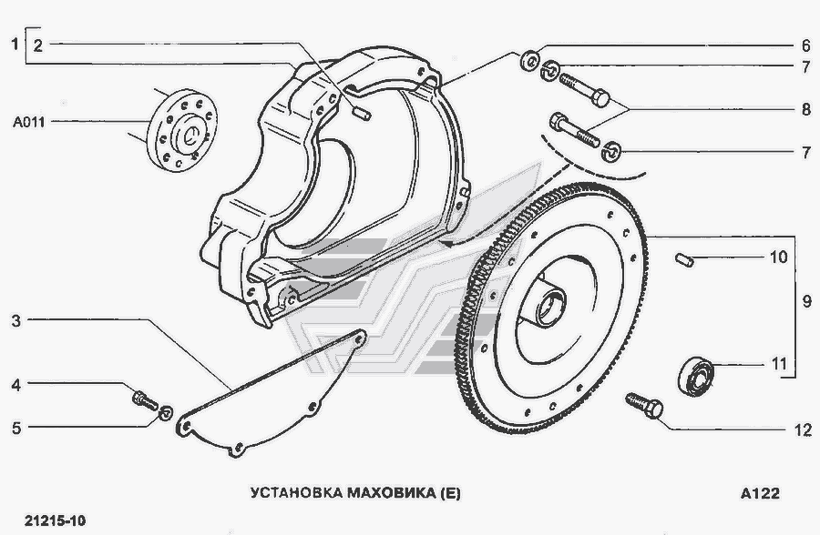 Схема Установка маховика (Е) » Двигатель для ВАЗ-21213-214i