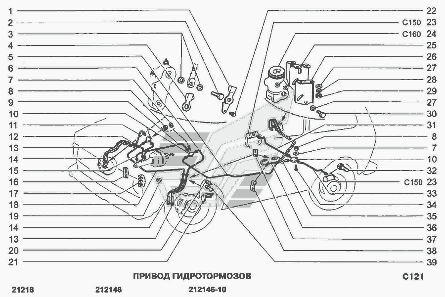 Схема Привод гидротормозов » Рулевое управление для ВАЗ-21213-214i