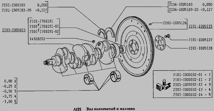 Схема Вал коленчатый и маховик » Двигатель для ВАЗ-2131