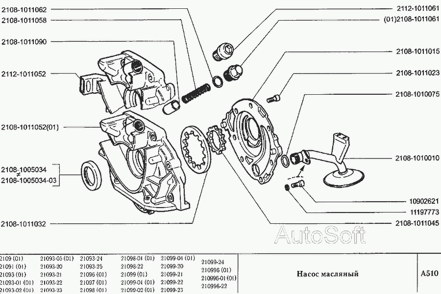 Схема Насос масляний » Двигун для ВАЗ-2109