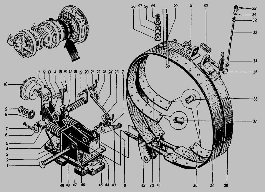 Схема Лебедка 4361А.20 » Рабочее оборудование для КС-4361А