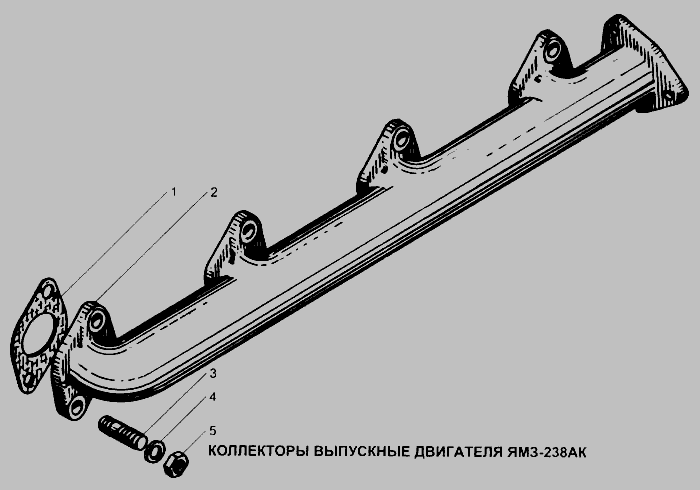 Схема Колектори випускні двигуна ЯМЗ-238АК » Двигун для ЯМЗ-236 ДК та ЯМЗ 238 АК