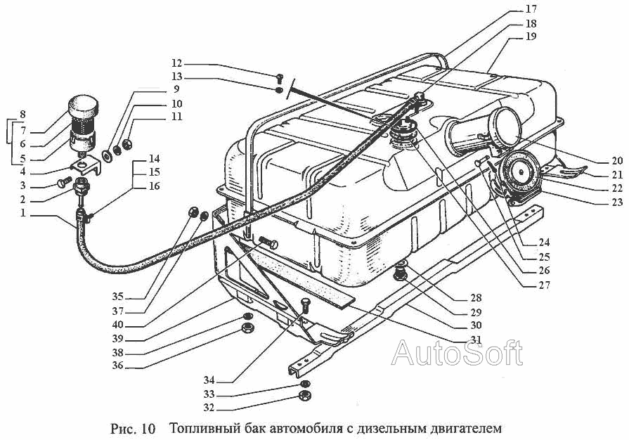 Схема Паливний бак автомобіля з дизельним двигуном » Двигун для ГАЗ-3308