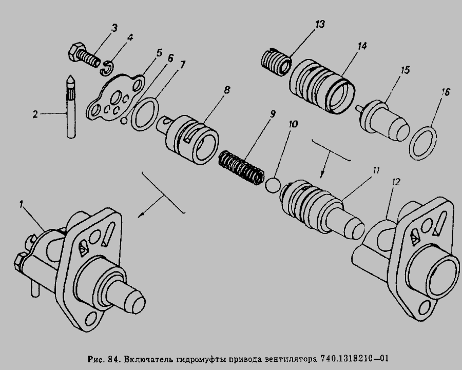 Схема Включатель гидромуфты привода вентилятора » Двигатель для Общий (см. мод-ции)
