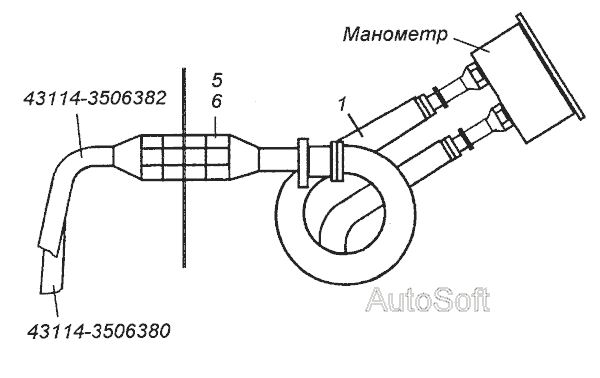 Схема 43114-3830001 Установка трубопроводів до манометру » Електроустаткування для КамАЗ-4350 (4х4)