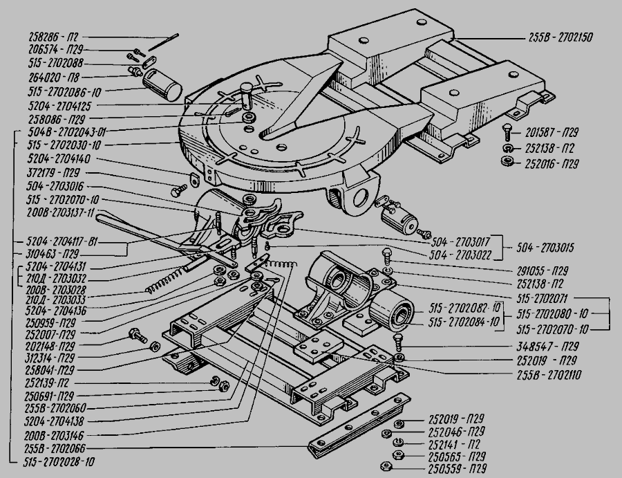 Схема Устройство седельное КрАЗ-25581 с 01.01.1982 г. » Устройство седельное для КрАЗ-255