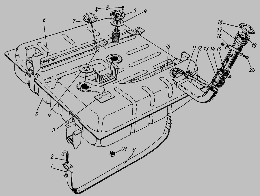 Схема Бензиновий бак (для моделі ГАЗ-22В) » Двигун для ГАЗ-21