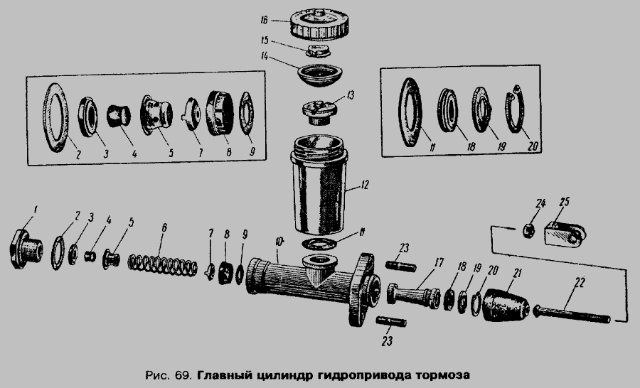 Схема Головний циліндр гідроприводу гальма » Управління рульове для Москвич 412