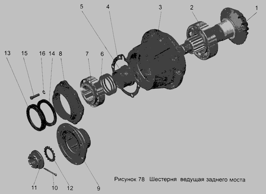 Схема Шестерня провідна заднього моста 104-2402021 » Коробка передач для МАЗ-103