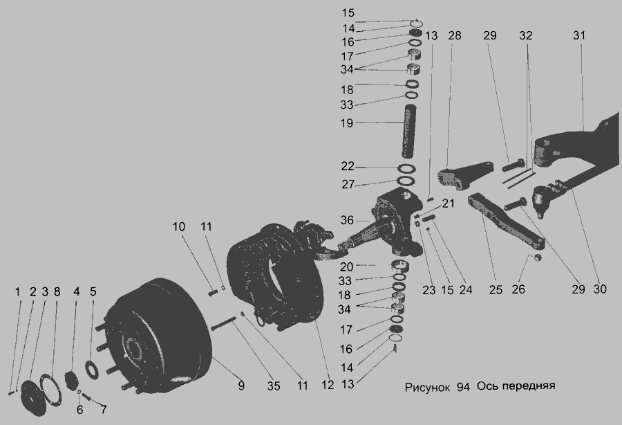 Схема Ось передняя 152-3000015, 152-3000015-010 » Ось передняя для МАЗ-103