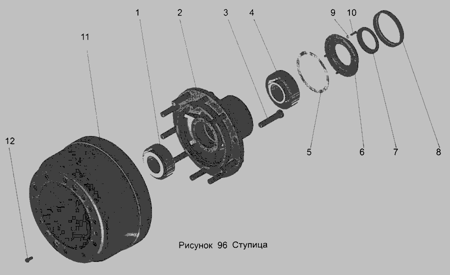 Схема Ступиця 54326-3103006 » Вісь передня для МАЗ-103