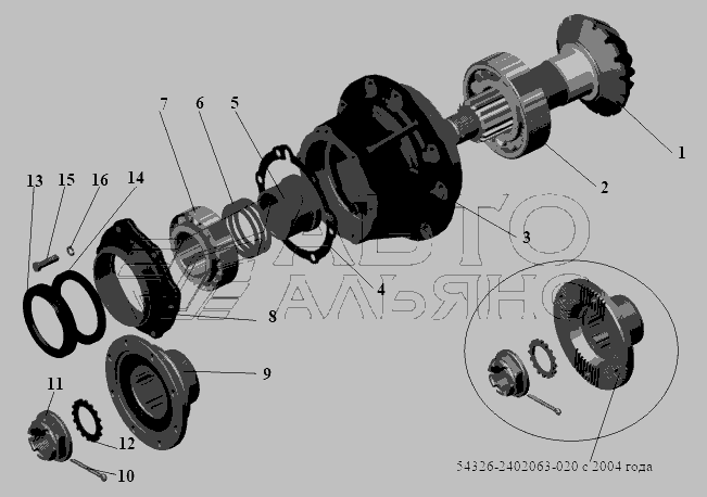 Схема Шестерня провідна 104-2402021-20 » Зчеплення для МАЗ-104