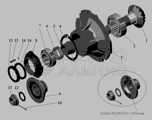 Схема Шестерня провідна 152-2402021 » Зчеплення для МАЗ-104