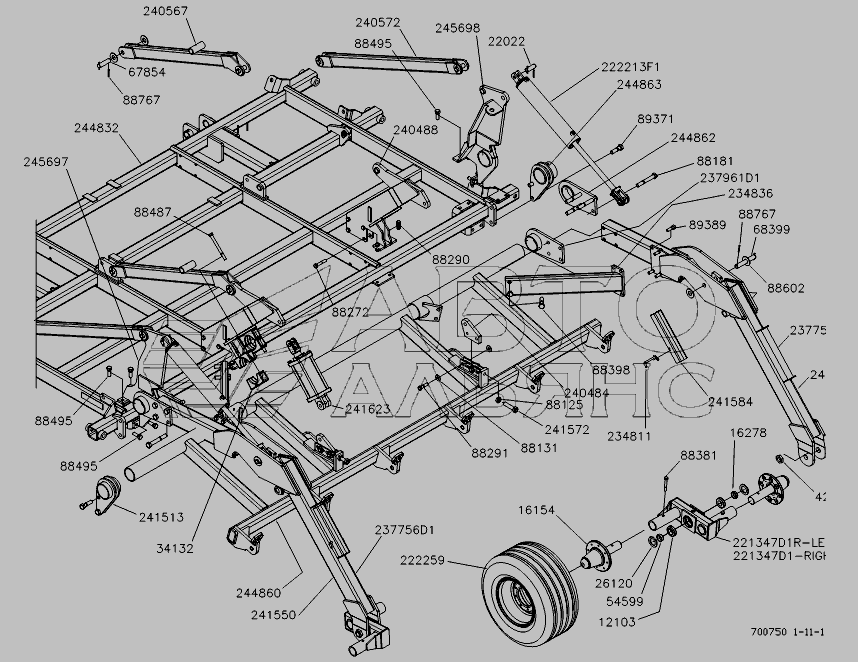 Схема MAIN FRAME PACKER/LIFT ASSEMBLY » Амити 5015/6015 Till Drill для Amity-5015/6015