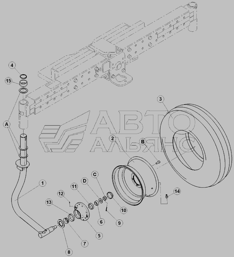 Схема Ролики формовані 10x16.1 » Основна рама, платформа для MacDon-M105