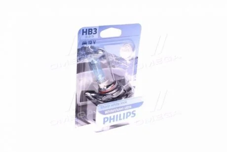 Лампа розжарювання HB3 WhiteVision ultra 12V 60W P20d (+60) (3800K) 1шт. blister Philips 9005WVUB1