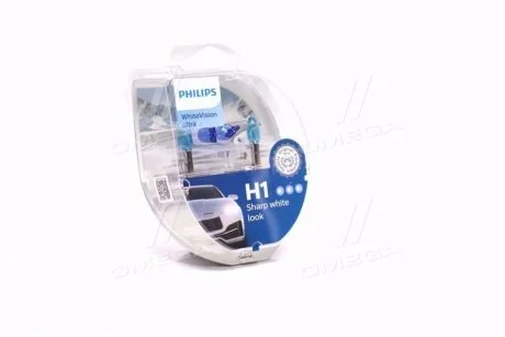Лампа накаливания H1 + W5W WhiteVision ultra 12V 55W P14,5s (+60) (3700K) компл. Philips 12258WVUSM