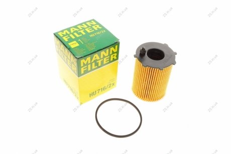 Фильтр масляный двигателя FORD FOCUS 04-, CITROEN C4 04-, PEUGEOT PARTNER 06- (MANN) MANN-FILTER HU716/2X (фото 1)