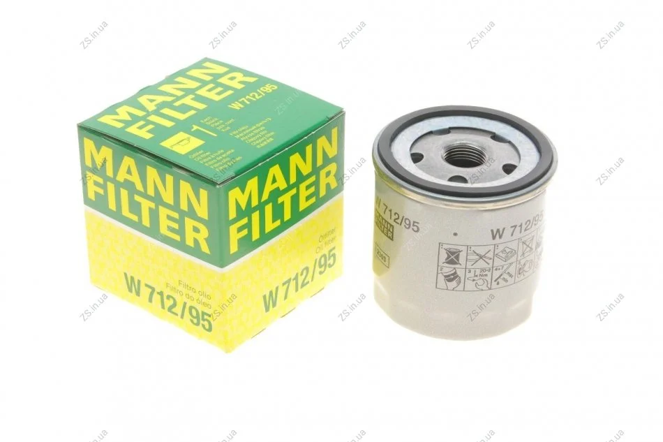 Фильтр масляный двигателя VW GOLF VI, VII, SKODA FABIA III 1.0-1.5 TSI 12- (пр-во MANN) MANN-FILTER W712/95 (фото 1)