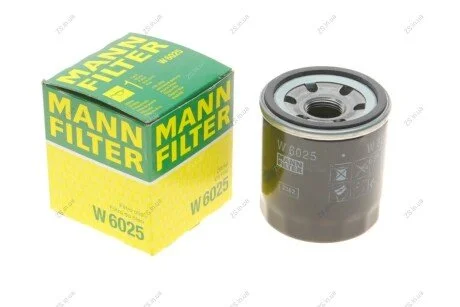 Фильтр масляный двигателя RENAULT DUSTER 1.6 Sce 15-, SCENIC III 2.0 09- (MANN) MANN-FILTER W6025