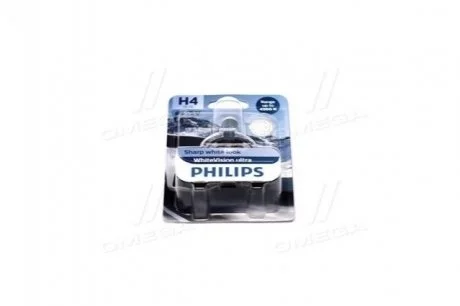 Лампа розжарювання H4 12V 60/55W WhiteVision ULTRA +60 (4200K) (1шт) Philips 12342WVUB1