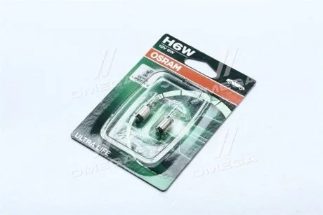 Лампа допоможуть. освітлення H6W 12V 6W BAX9s Ultra Life (Blister 2шт) OSRAM 64132ULT-02B