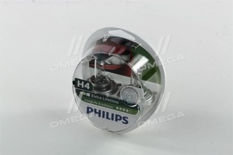 Лампа накаливания H4 12V 60/55W P43t-38 LongerLife Ecovision 2шт Philips 12342LLECOS2