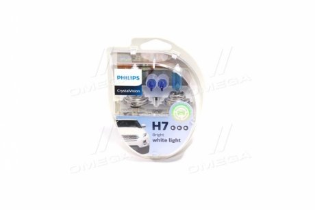 Лампа накаливания H7 12V 55W PX26d Cristal Vision + 2x W5W 4300K Philips 12972CVS2