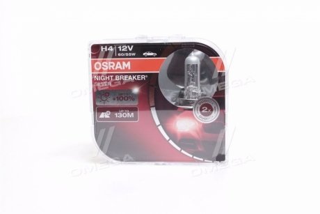 Лампа фарная H4 12V 60/55W P43t NIGHT BREAKER SILVER (+100) компл OSRAM 64193NBS-HCB (фото 1)