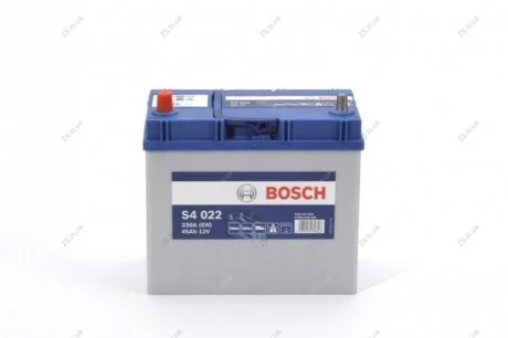 Аккумулятор 45Ah-12v (S4022) (238x129x227),L,EN330 (Азия) тонк.клеммы Bosch 0092S40220