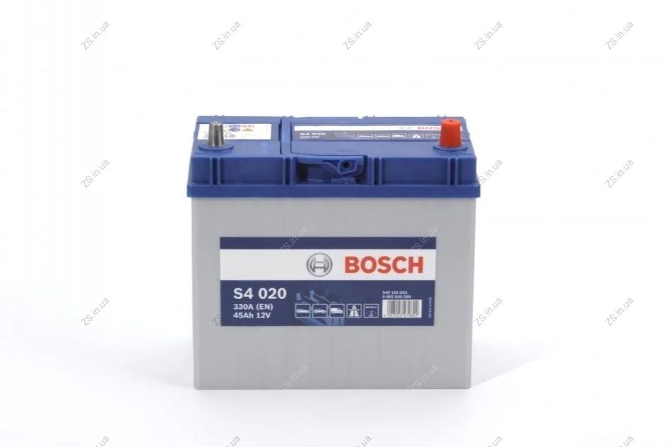 Акумулятор 45Ah-12v BOSCH (S4020) (238x129x227),R,EN330,Азія тонк.клеми Bosch 0092S40200 (фото 1)