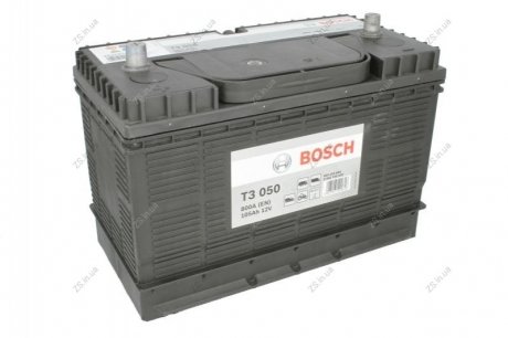 Акумулятор 105Ah-12v (T3050) (330x172x240),L,EN800 клеми по центру Bosch 0092T30500 (фото 1)