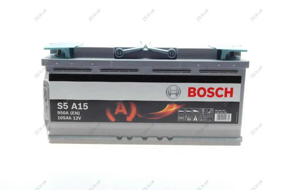 Аккумулятор 105 Ah-12v BOSCH AGM (S5A15) (394х175х190), R, EN 950 !КАТ-20% Bosch 0092S5A150 (фото 1)