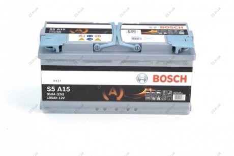 Акумулятор 105 Ah-12v AGM (S5A15) (394х175х190), R, EN 950!-20% Bosch 0092S5A150 (фото 1)