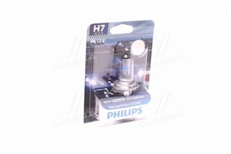 Лампа накаливания H7 RacingVision GT200 +200 12V 55W PX26d Philips 12972RGTB1