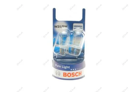 Лампа розжарювання W21/5W 12V W3x16q PURE LIGHT (blister 2шт) Bosch 1 987 301 079