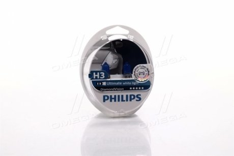 Лампа накаливания H3 12V 55W PK22s Diamond Vision 5000K Philips 12336DVS2 (фото 1)