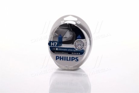 Лампа накаливания H7 12V 55W PX26d Diamond Vision 5000K Philips 12972DVS2