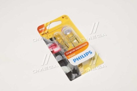 Лампа накаливания W21W 12V W3x16q 2шт bliste VISION Philips 12065B2 (фото 1)