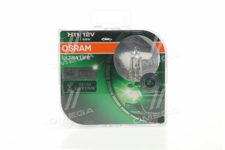 Лампа фарная H11 12V 55W PGJ19-2 ULTRA LIFE (компл.) OSRAM 64211ULT-HCB-DUO