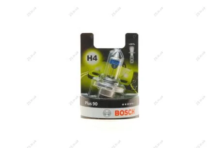 Лампа розжарювання H4 12V 60/55W P43t PLUS 90 blister Bosch 1 987 301 077