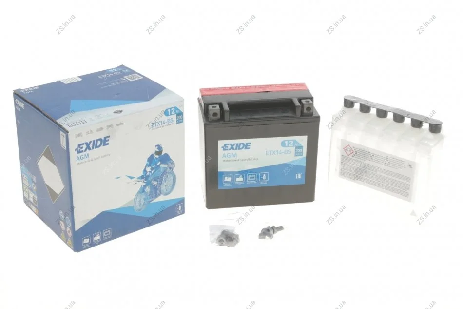 Акумулятор 12Ah-12v Exide AGM (150х87х145) L, EN200 EXIDE ETX14-BS (фото 1)