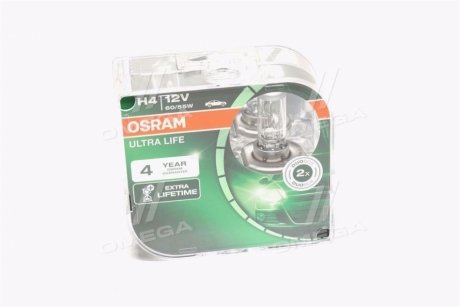 Лампа фарная H4 12V 60/55W P43t ULTRA LIFE (компл.) OSRAM 64193ULT-HCB-DUO