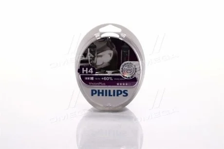 Лампа розжарювання H4VisionPlus12V 60/55W P43t-38 Philips 12342VPS2