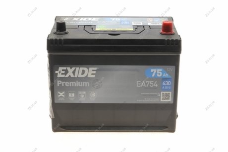 Акумулятор 75Ah-12v PREMIUM (267х172х220), R, EN630 Азія EXIDE EA754