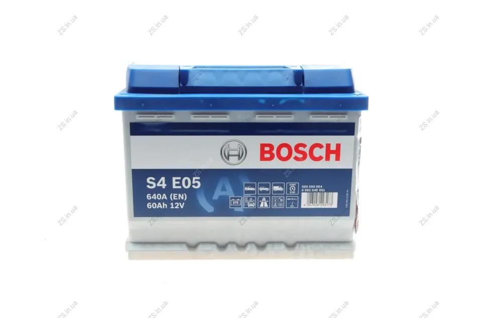Аккумулятор 60Ah-12v BOSCH EFB (S4E05) (242x175x190),R,EN640 Bosch 0092S4E051 (фото 1)