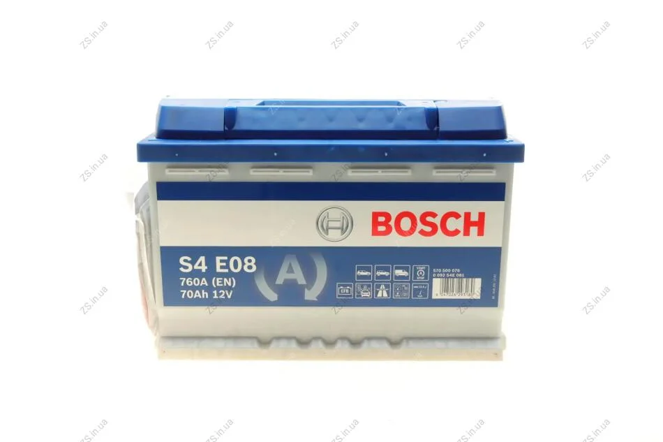 Аккумулятор 70Ah-12v BOSCH EFB (S4E08) (278x175x190),R,EN760 Bosch 0092S4E081 (фото 1)