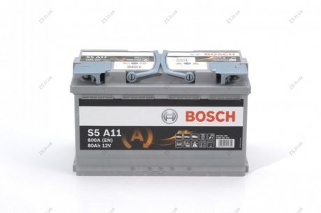 Акумулятор 80Ah-12v AGM (S5A11) (315x175x190),R,EN800 Bosch 0092S5A110