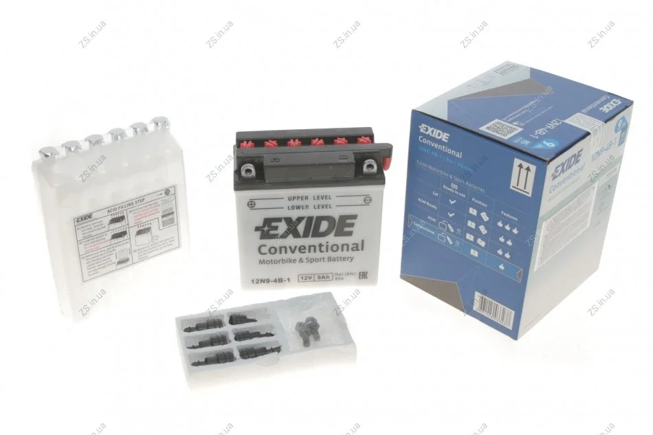 Аккумулятор 9Ah-12v Exide (135х75х139) L, EN85 EXIDE 12N9-4B-1 (фото 1)